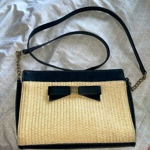 Kate Spade ♠️ Long Strap Black and Cream Purse with magnetic front pocket.